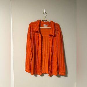 BUCKETLIST Terry Cloth Orange Button Down Shirt OS